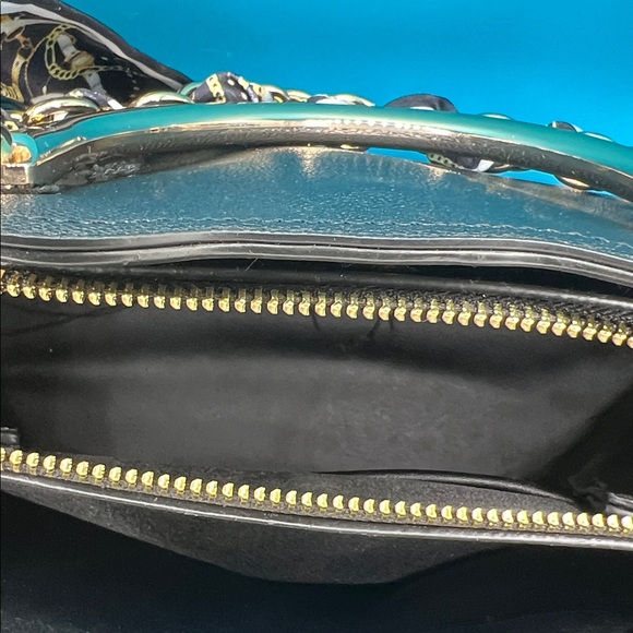 ALDO  Arrayann Black Satchel with Gold Circular Handles - Picture 4 of 6